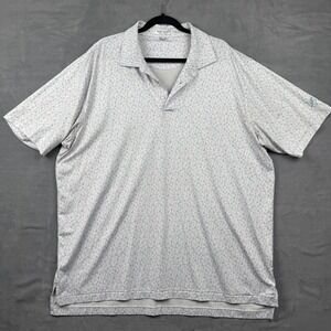 Peter Millar Summer Comfort Polo Shirt Mens XXL White Blue Pink Drink Print Golf